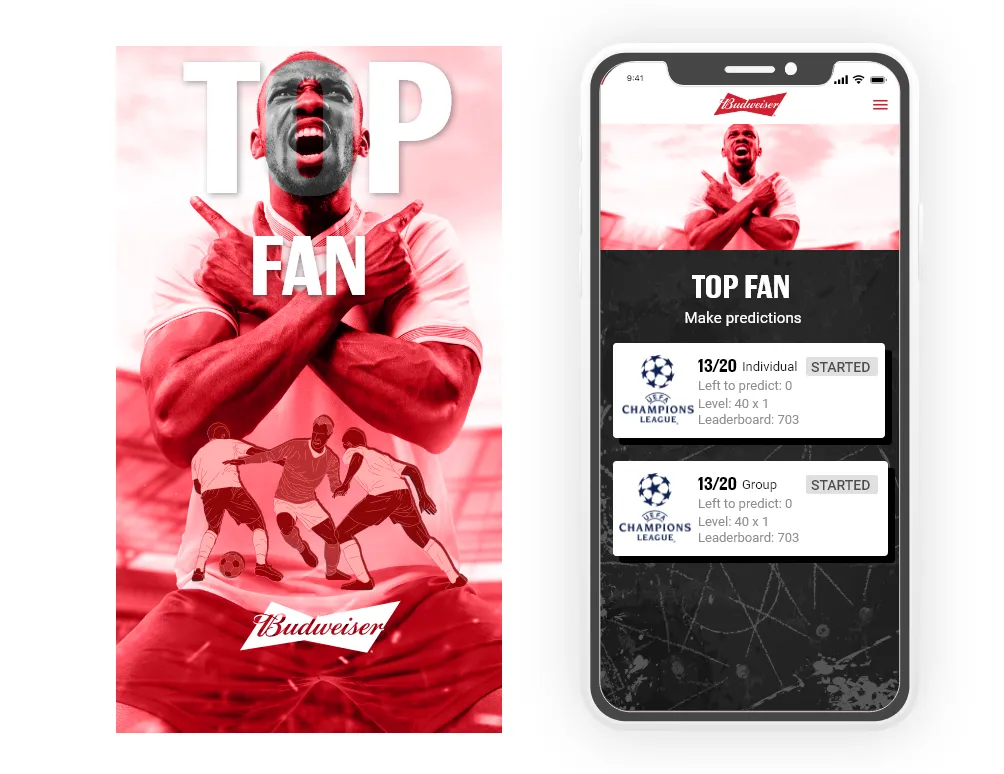 Variações de design do conceito Top Fan