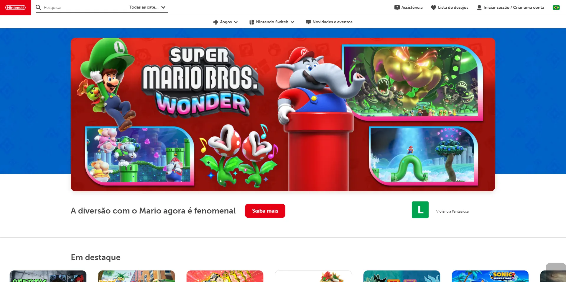 Referência de benchmarking: site oficial da Nintendo Brasil