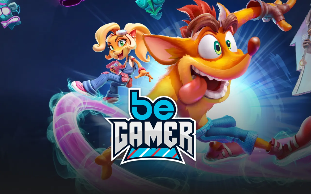 Página inicial da categoria BE Gamer com fundo escuro e produtos em destaque