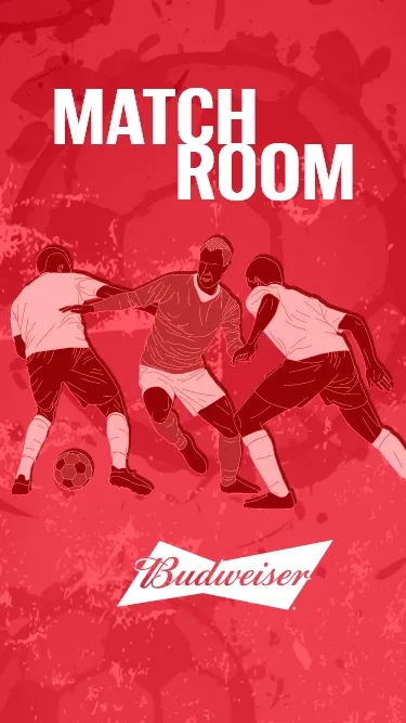 Conceito visual "Match Room" do app de fãs da Budweiser